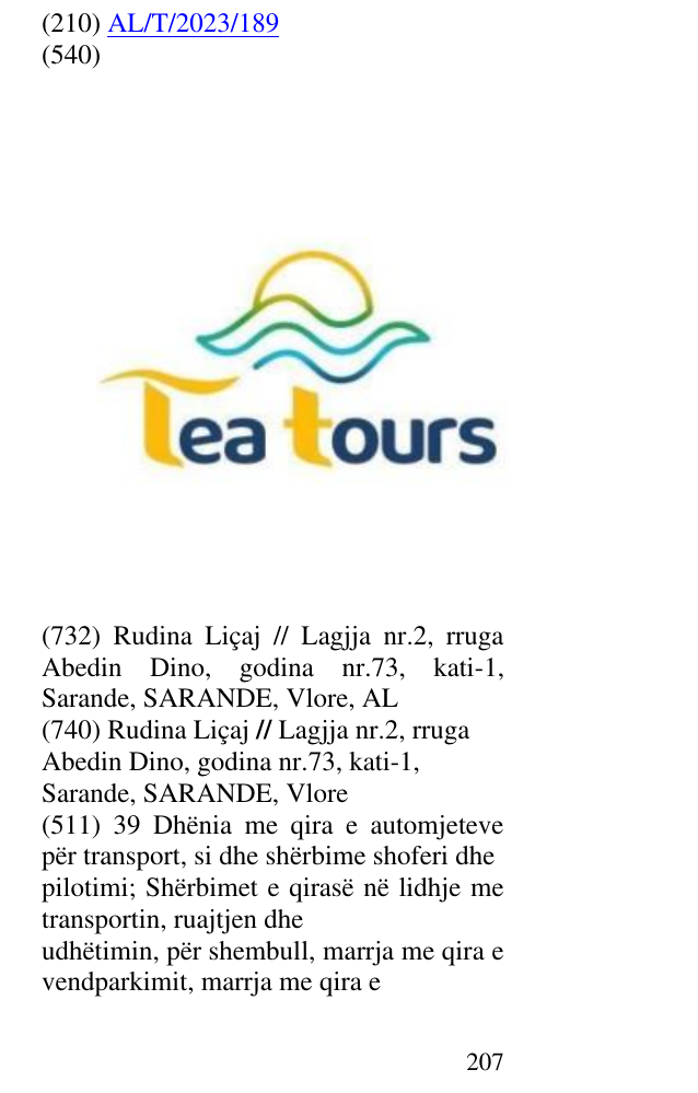 Zëri i markës Tea Tours në buletin
