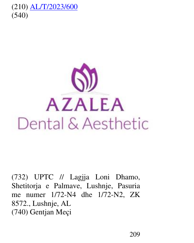 Zëri i markës AZALEA Dental & Aesthetic në buletin