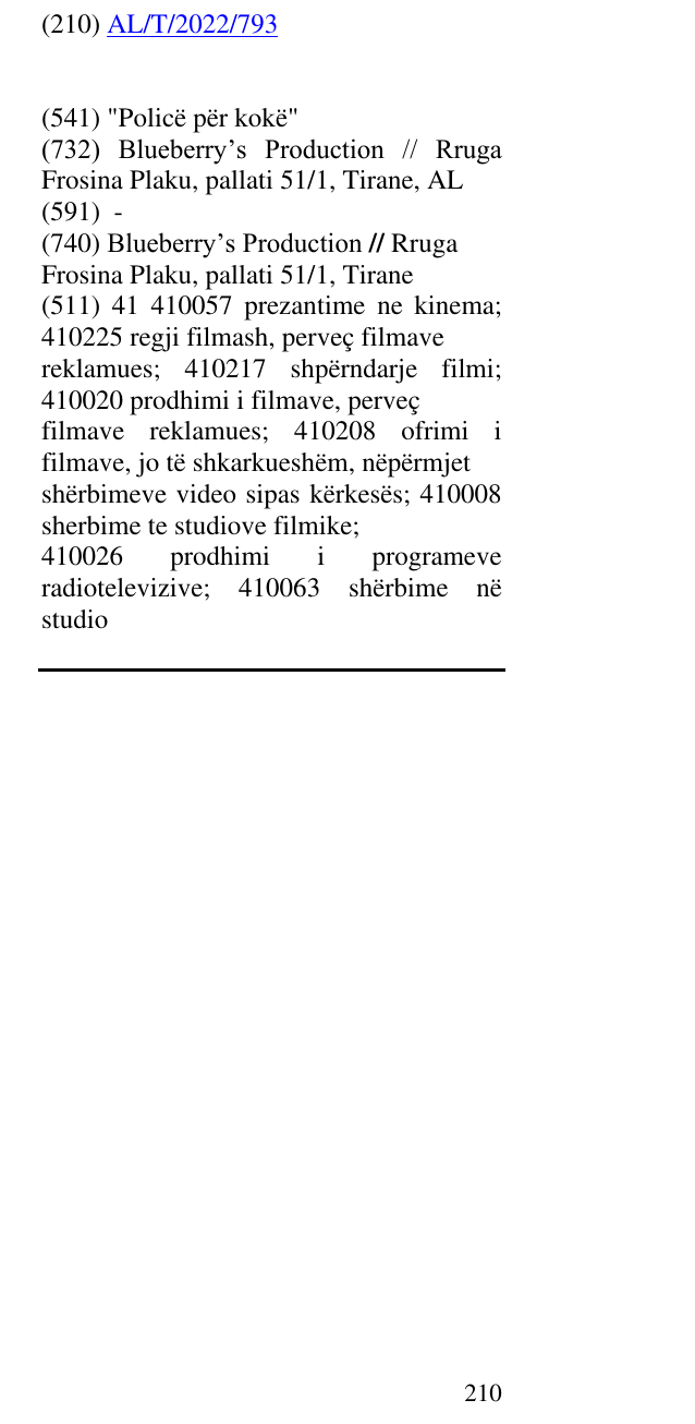 Zëri i markës "Policë për kokë" në buletin
