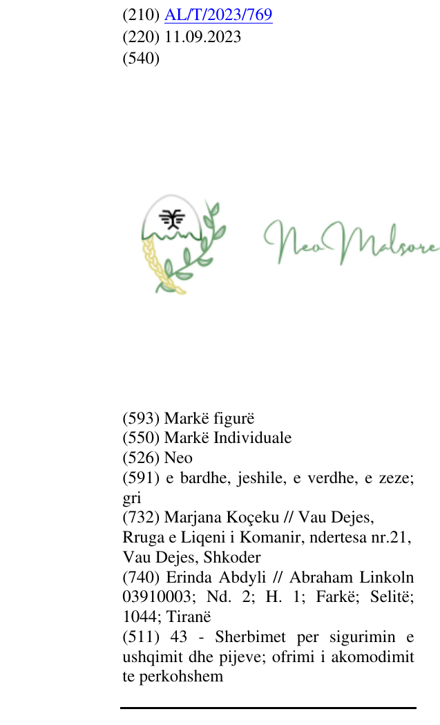 Zëri i markës Neo në buletin