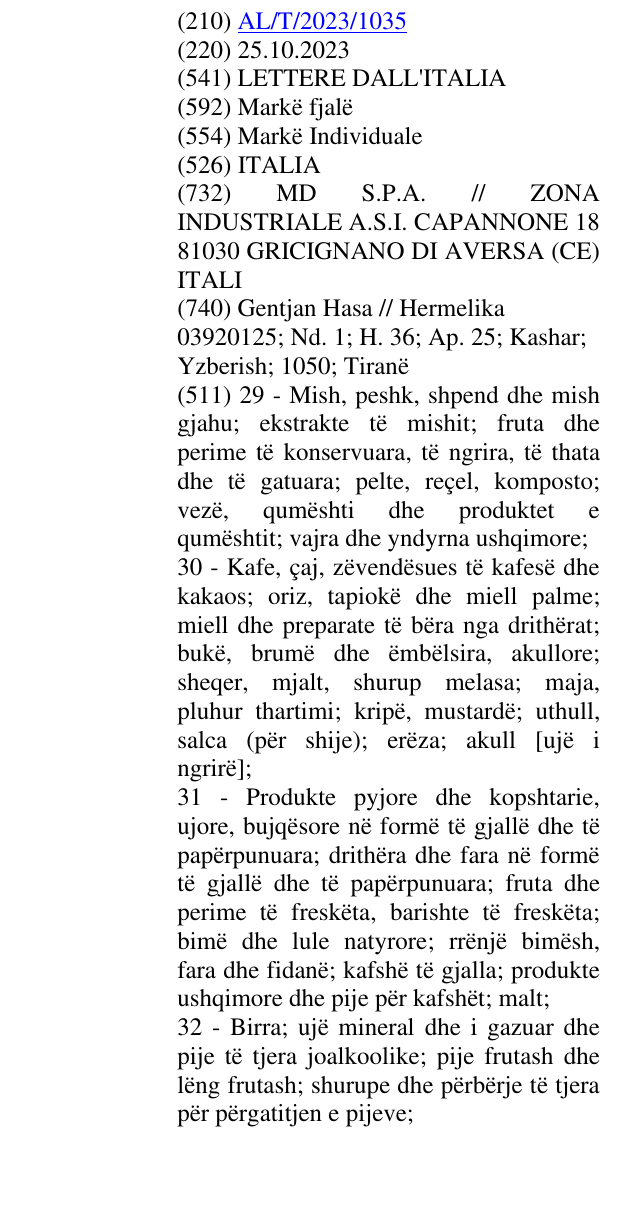 Zëri i markës ITALIA në buletin