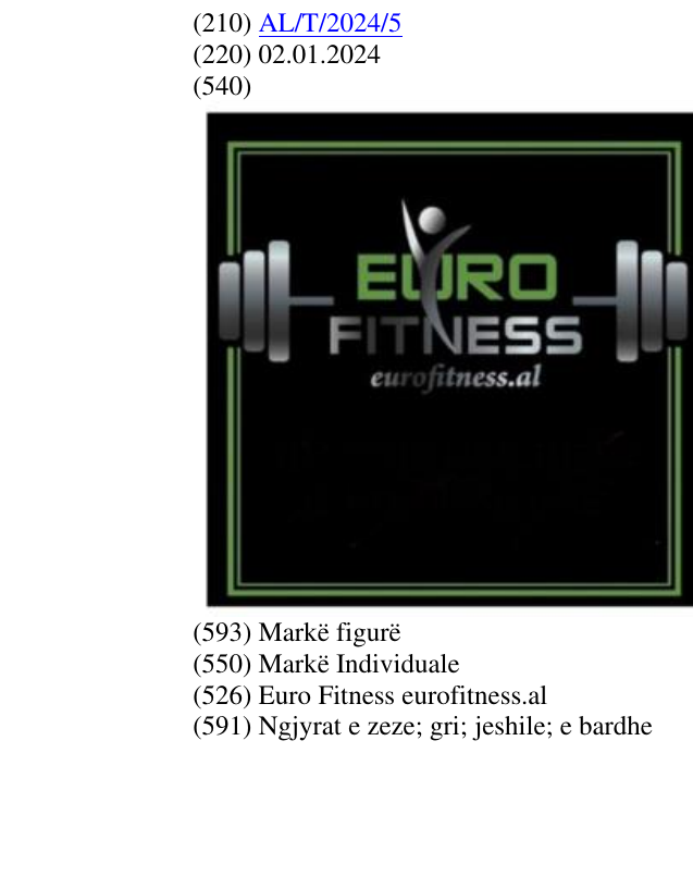 Zëri i markës Euro Fitness eurofitness.al në buletin