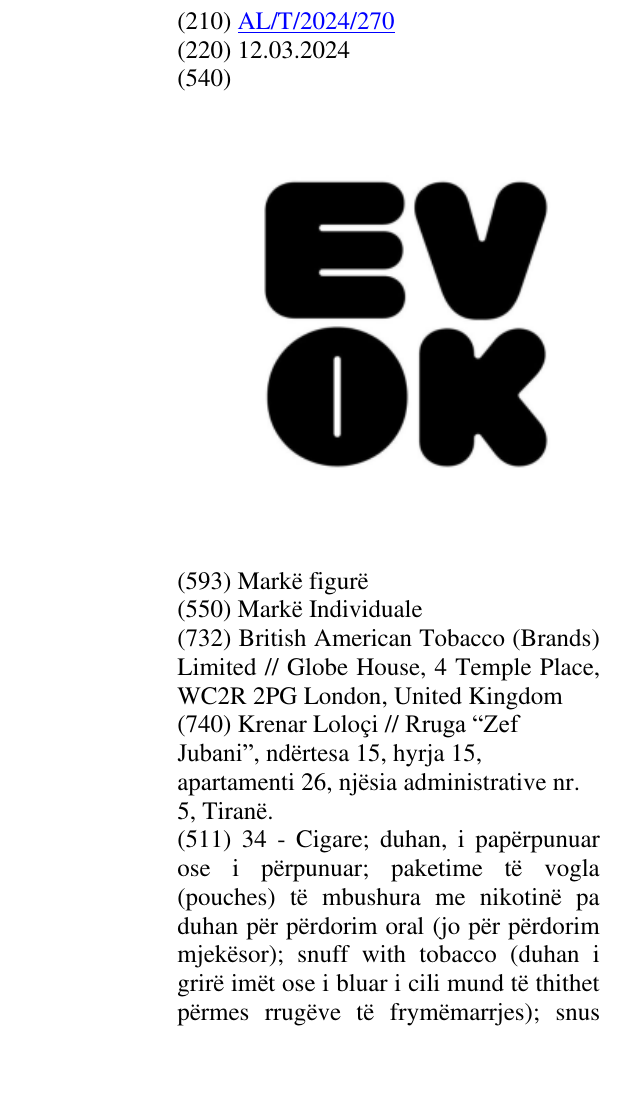 Zëri i markës EVOK (stylised) në buletin