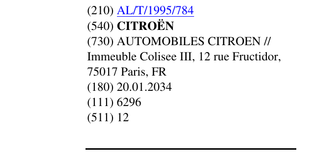 Zëri i markës CITROËN në buletin