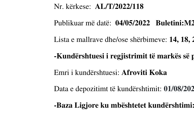 Zëri i markës dykoka në buletin