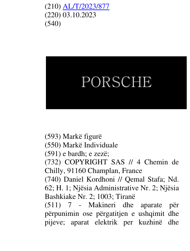 Zëri i markës Porsche në buletin