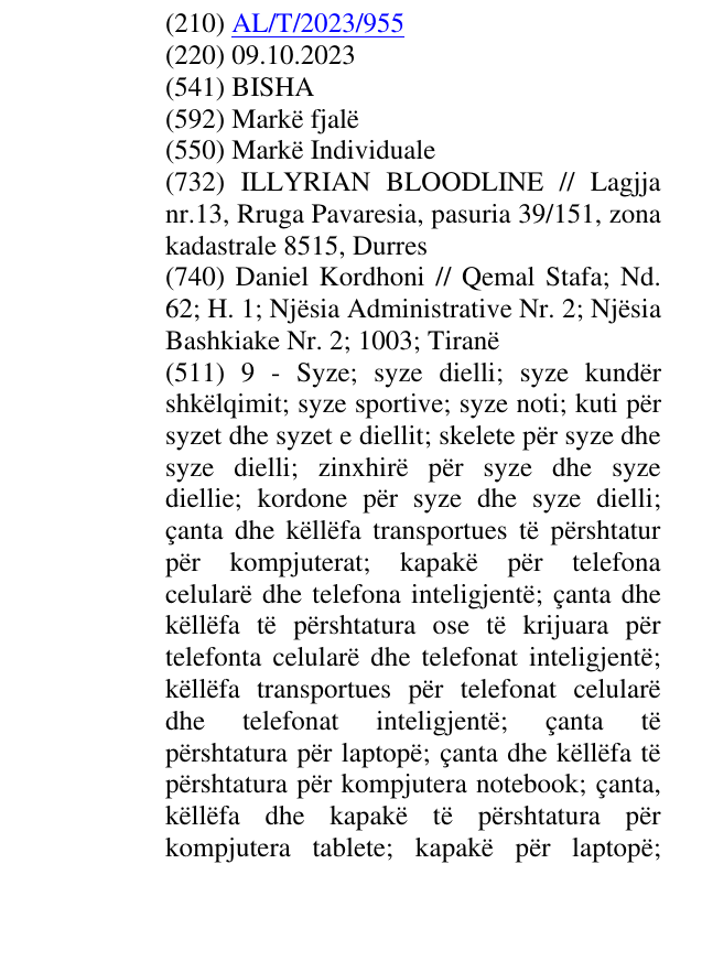 Zëri i markës BISHA në buletin