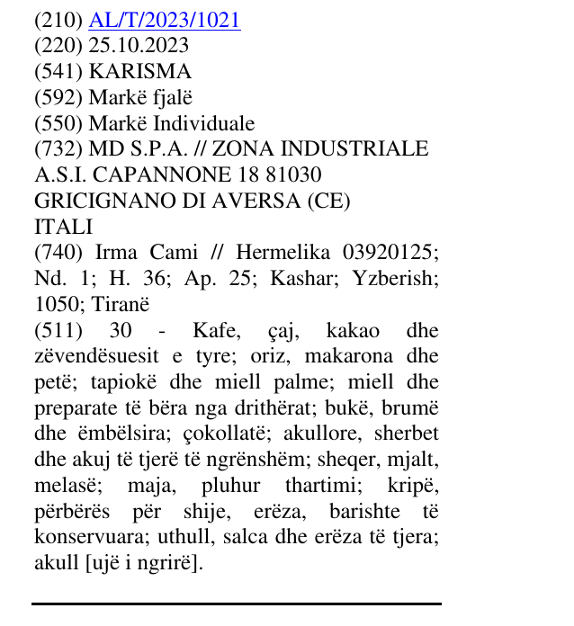 Zëri i markës KARISMA në buletin