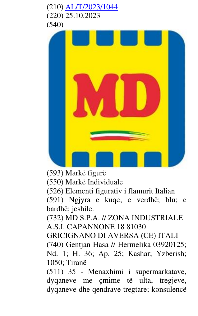 Zëri i markës Elementi figurativ i flamurit Italian në buletin