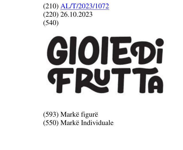 Zëri i markës FRUTTA në buletin