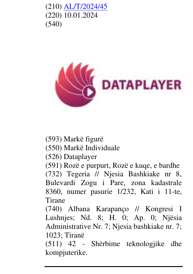 Zëri i markës Dataplayer në buletin