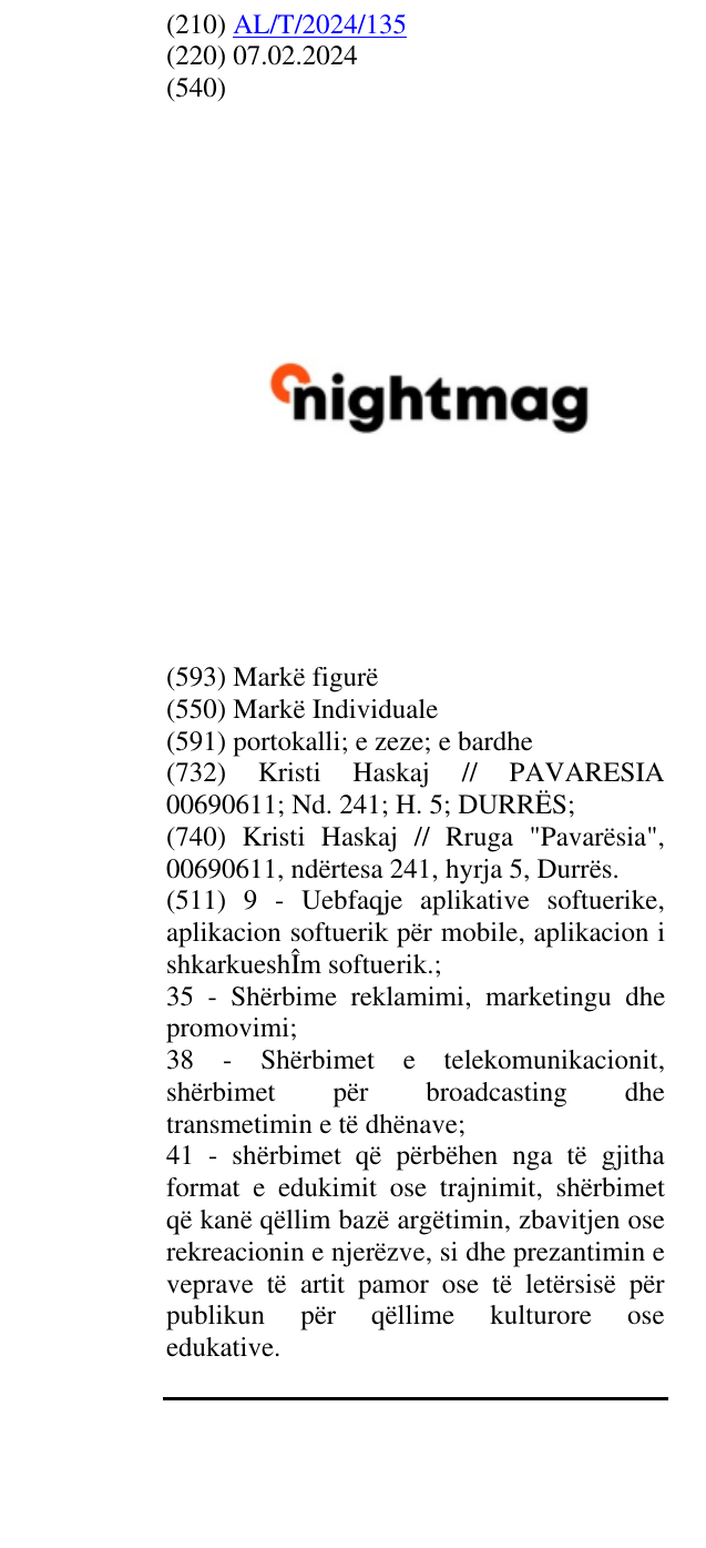 Zëri i markës NIGHTMAG në buletin