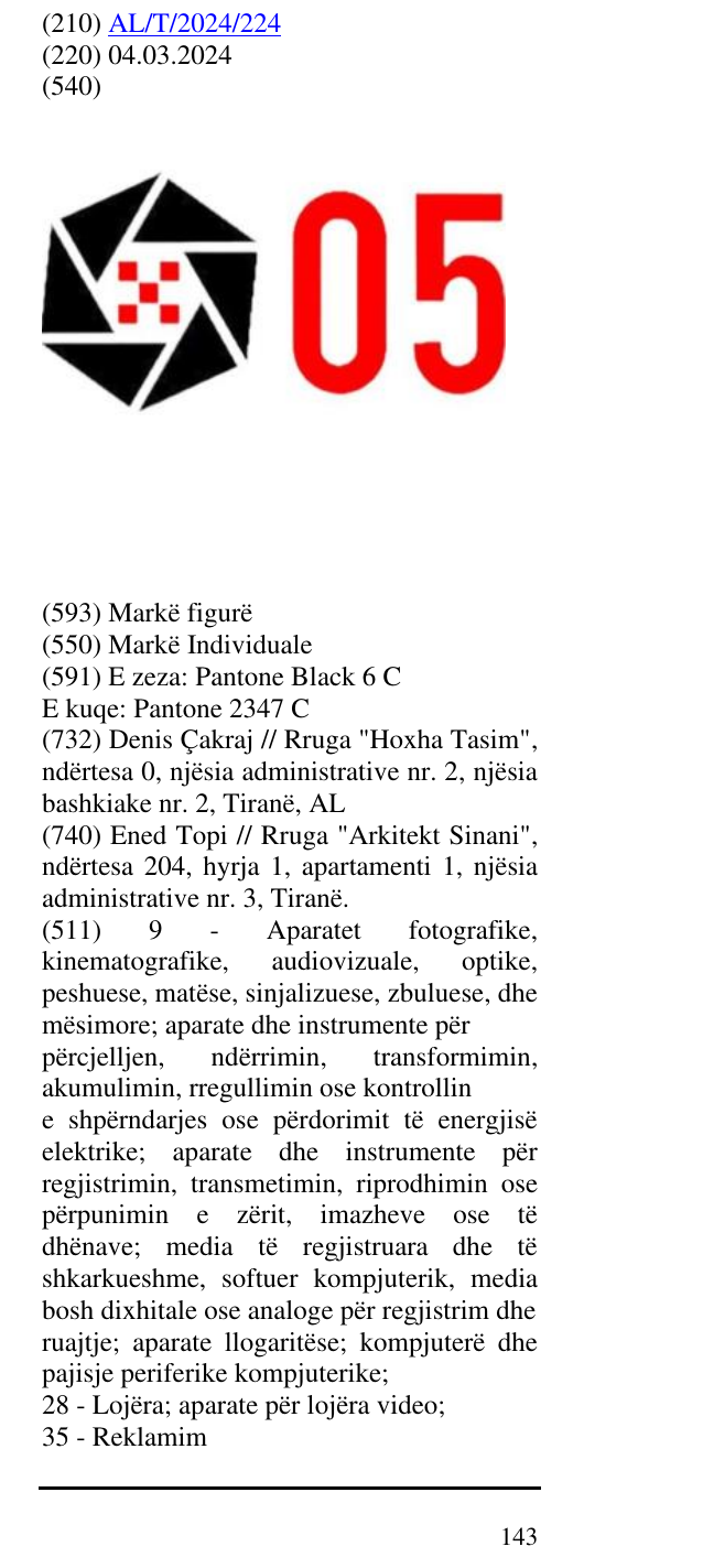 Zëri i markës 05 në buletin