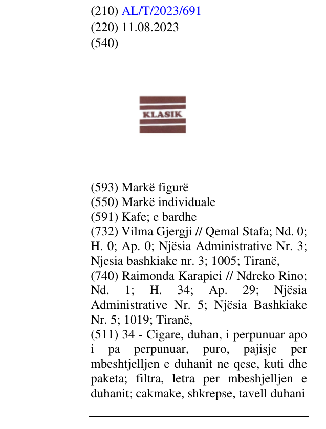 Zëri i markës KLASIK në buletin