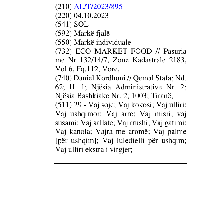 Zëri i markës SOL në buletin