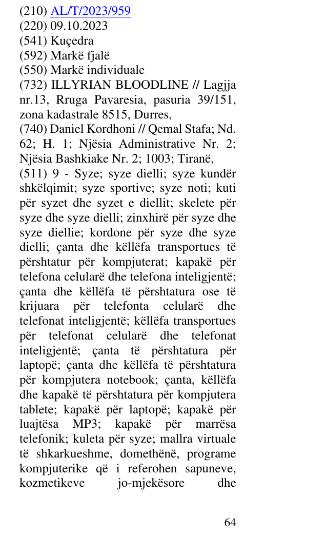 Zëri i markës Kuçedra në buletin