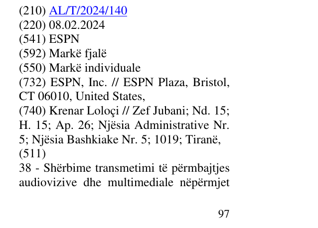 Zëri i markës ESPN në buletin