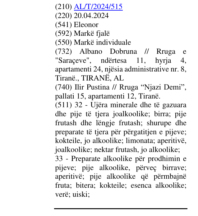 Zëri i markës Eleonor në buletin
