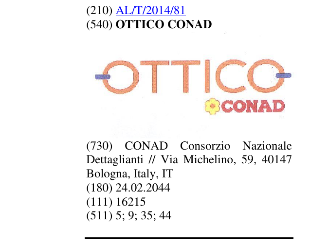 Zëri i markës OTTICO CONAD në buletin