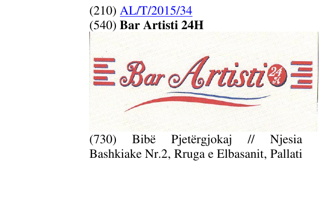 Zëri i markës Bar Artisti 24H në buletin