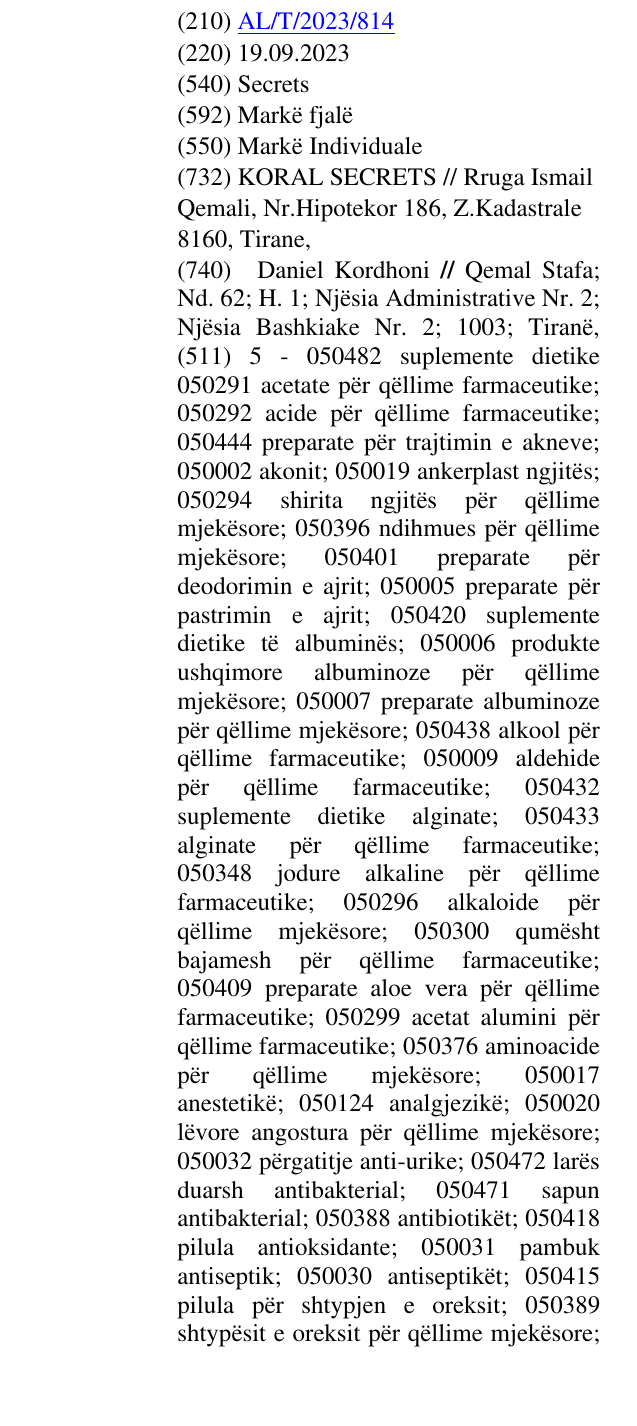 Zëri i markës Secrets në buletin