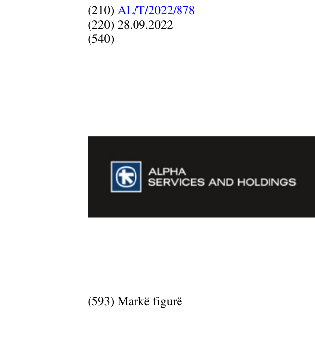 Zëri i markës SERVICES AND HOLDINGS në buletin