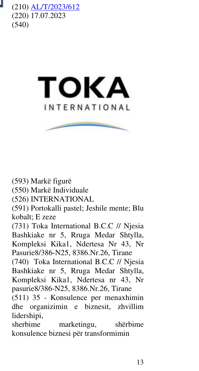 Zëri i markës INTERNATIONAL në buletin