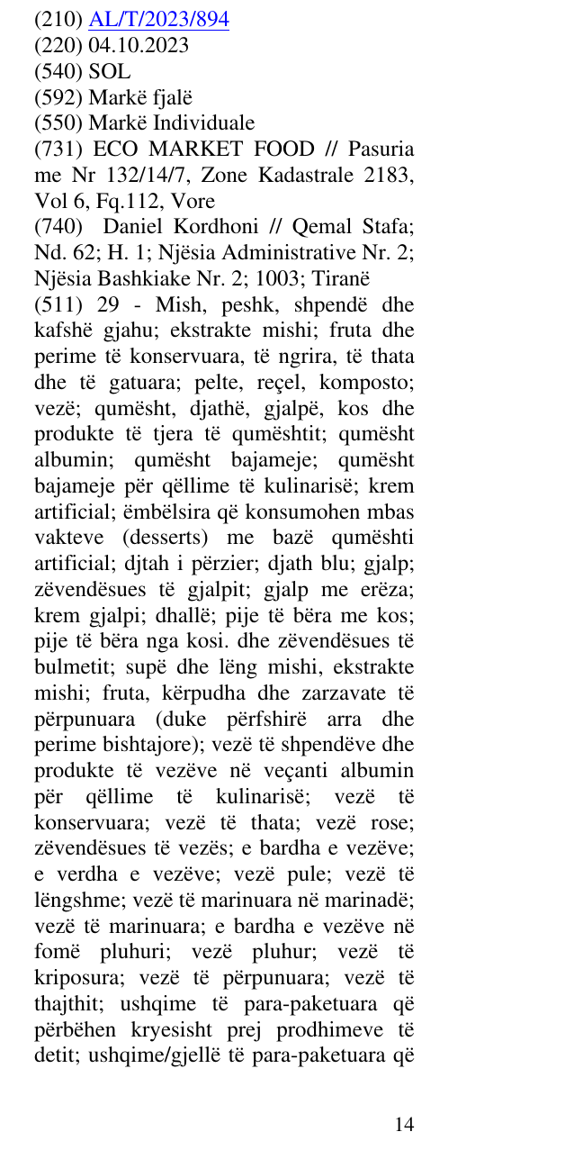Zëri i markës SOL në buletin