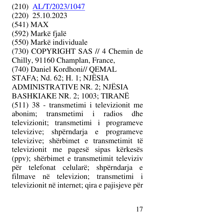 Zëri i markës MAX në buletin