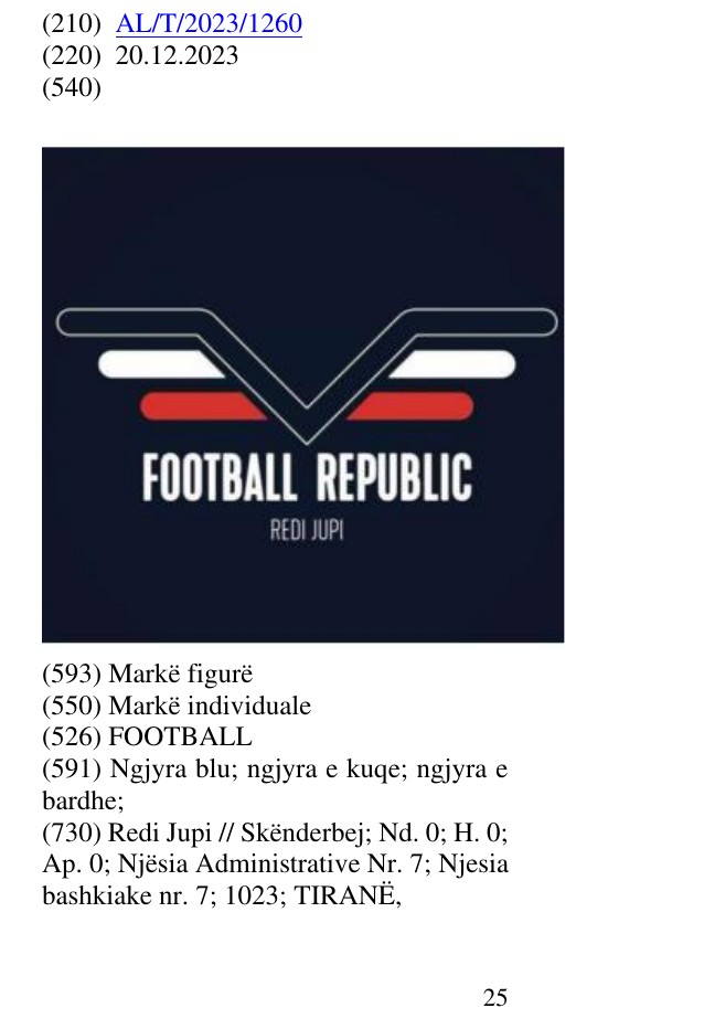 Zëri i markës FOOTBALL në buletin