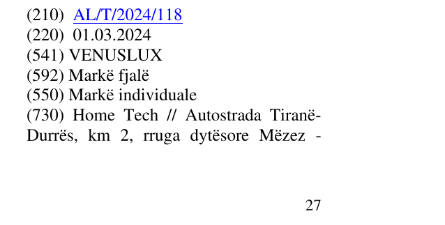 Zëri i markës VENUSLUX në buletin