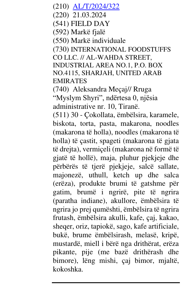 Zëri i markës FIELD DAY në buletin