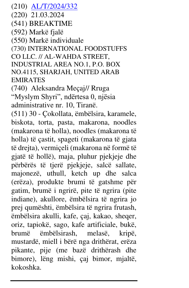 Zëri i markës BREAKTIME në buletin