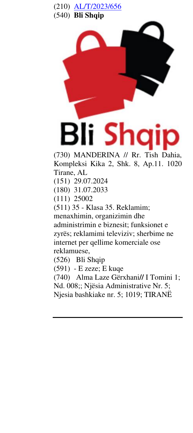 Zëri i markës Bli Shqip në buletin