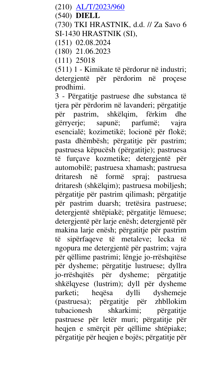 Zëri i markës DIELL në buletin