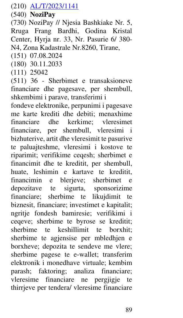 Zëri i markës NoziPay në buletin