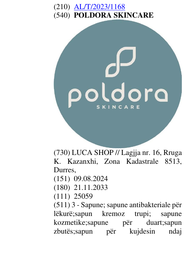 Zëri i markës POLDORA SKINCARE në buletin