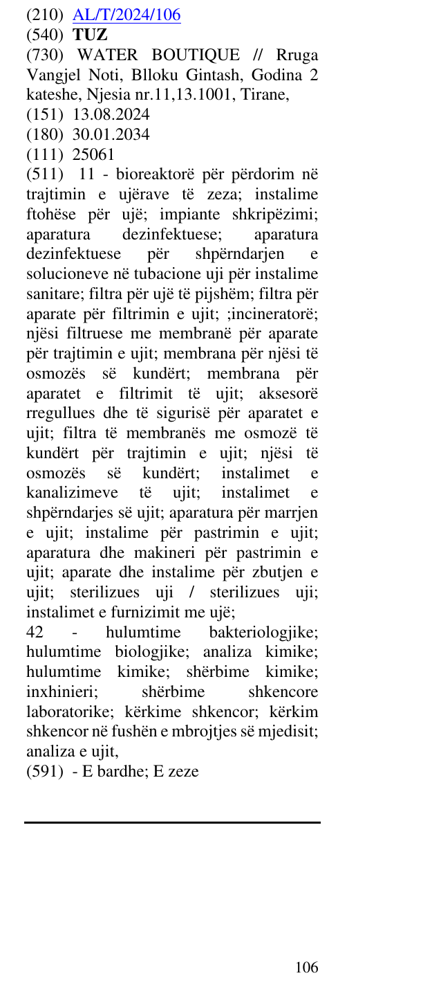 Zëri i markës TUZ në buletin