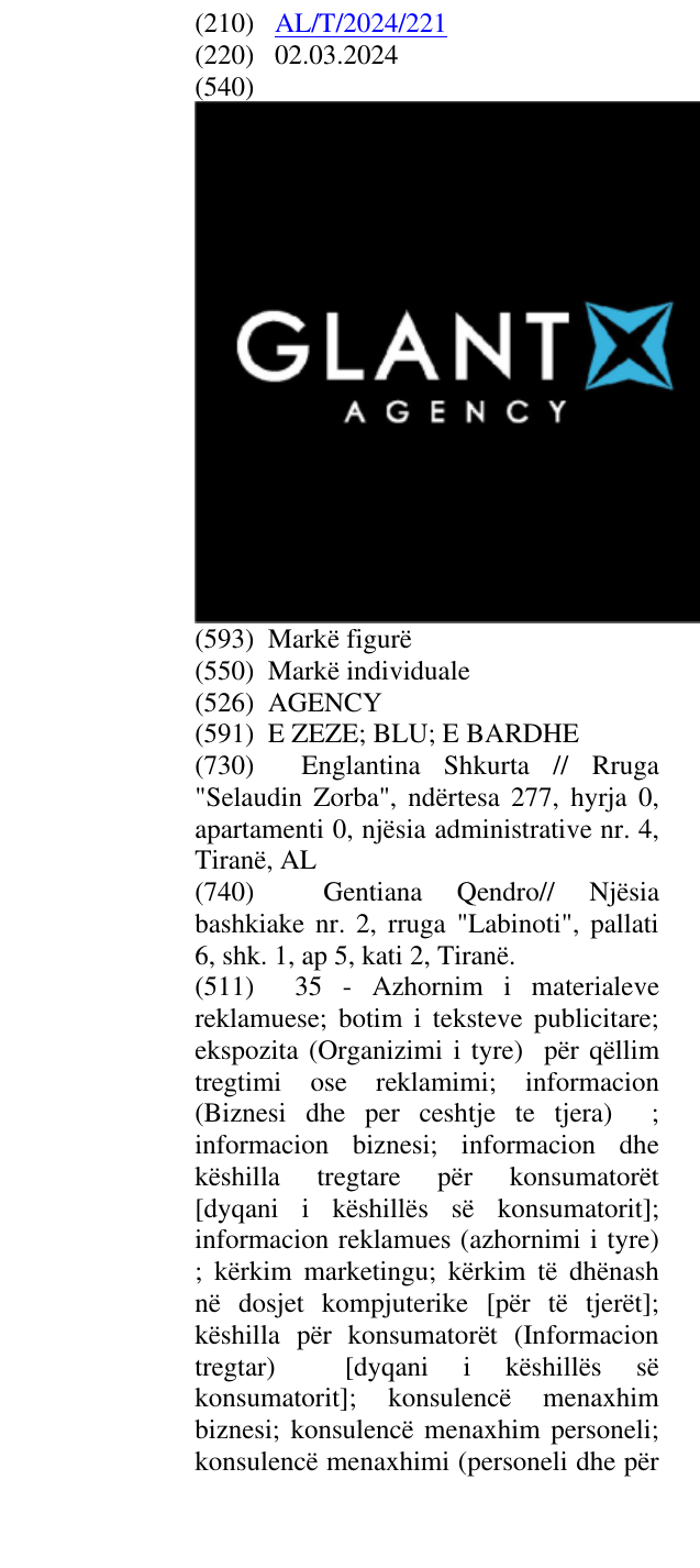 Zëri i markës AGENCY në buletin