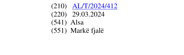 Zëri i markës Alsa në buletin