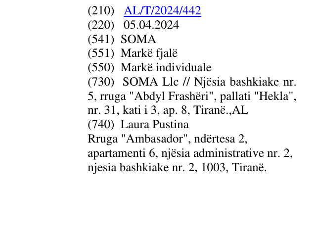 Zëri i markës SOMA në buletin