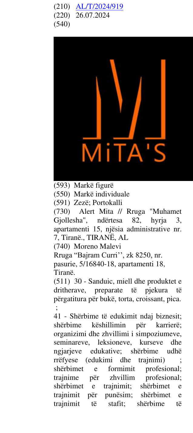 Zëri i markës MiTA'S në buletin