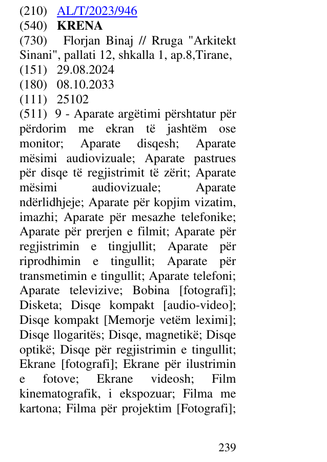 Zëri i markës KRENA në buletin