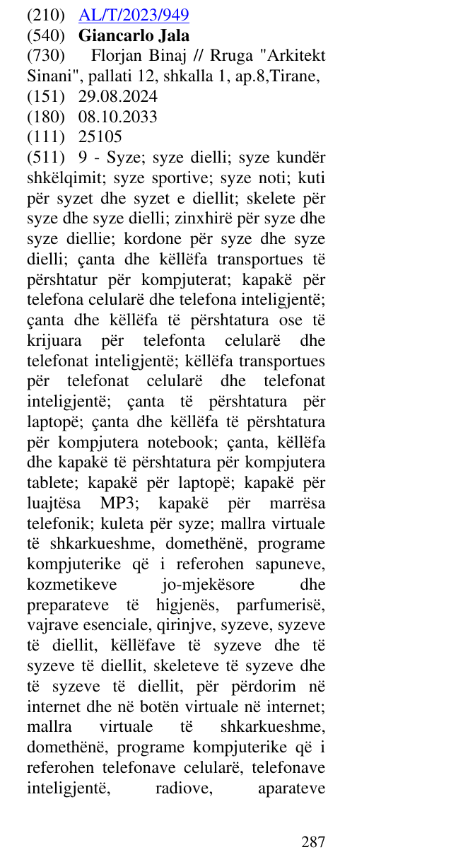 Zëri i markës Giancarlo Jala në buletin