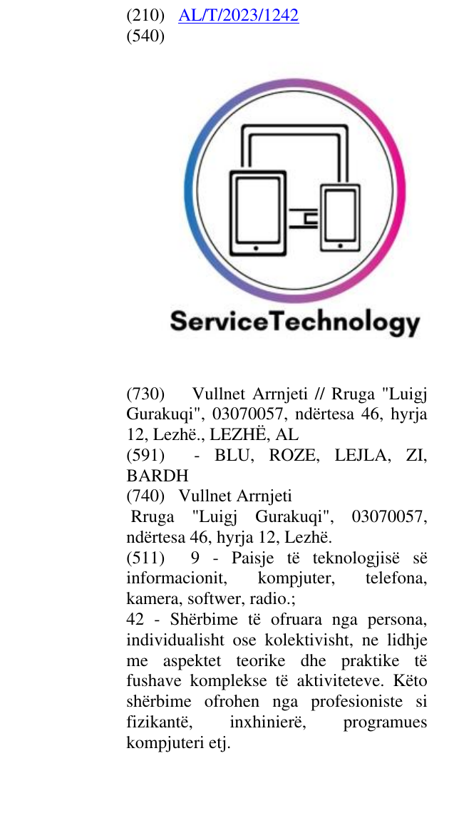 Zëri i markës SERVICE TECHNOLOGY në buletin