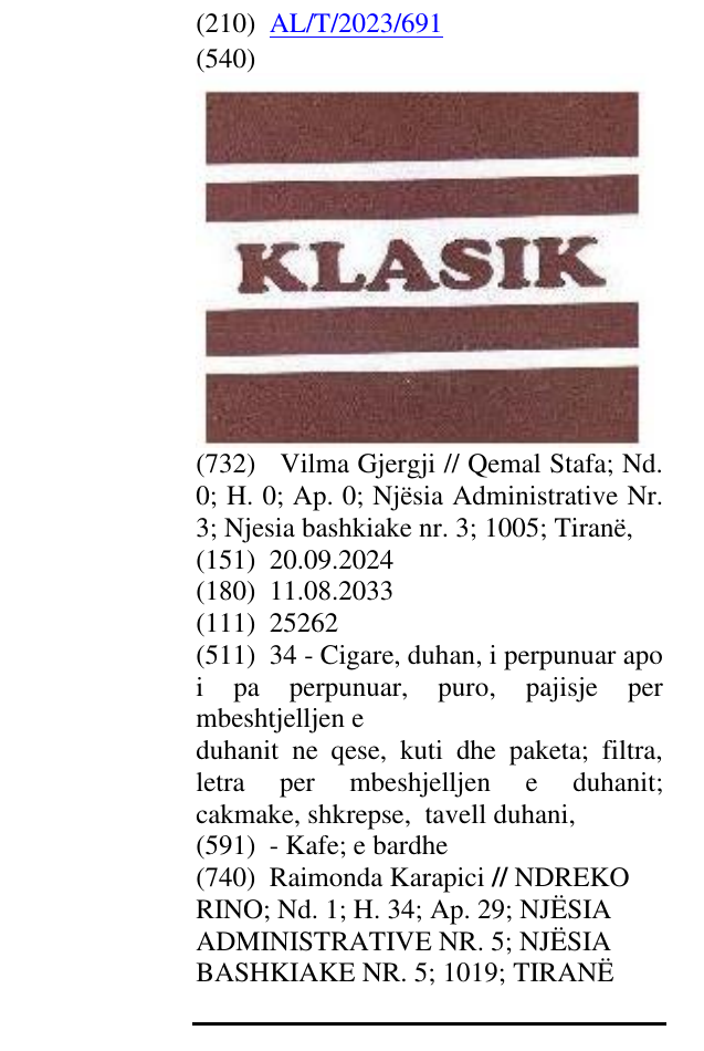 Zëri i markës KLASIK në buletin