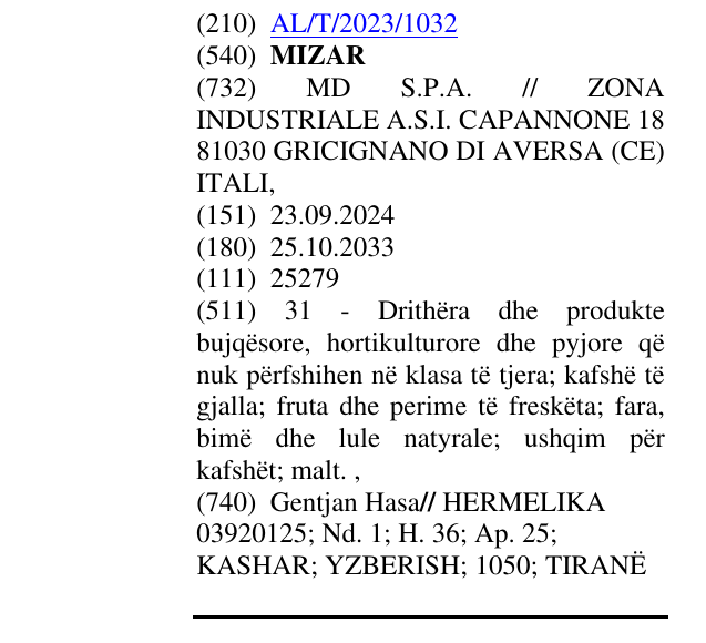Zëri i markës MIZAR në buletin
