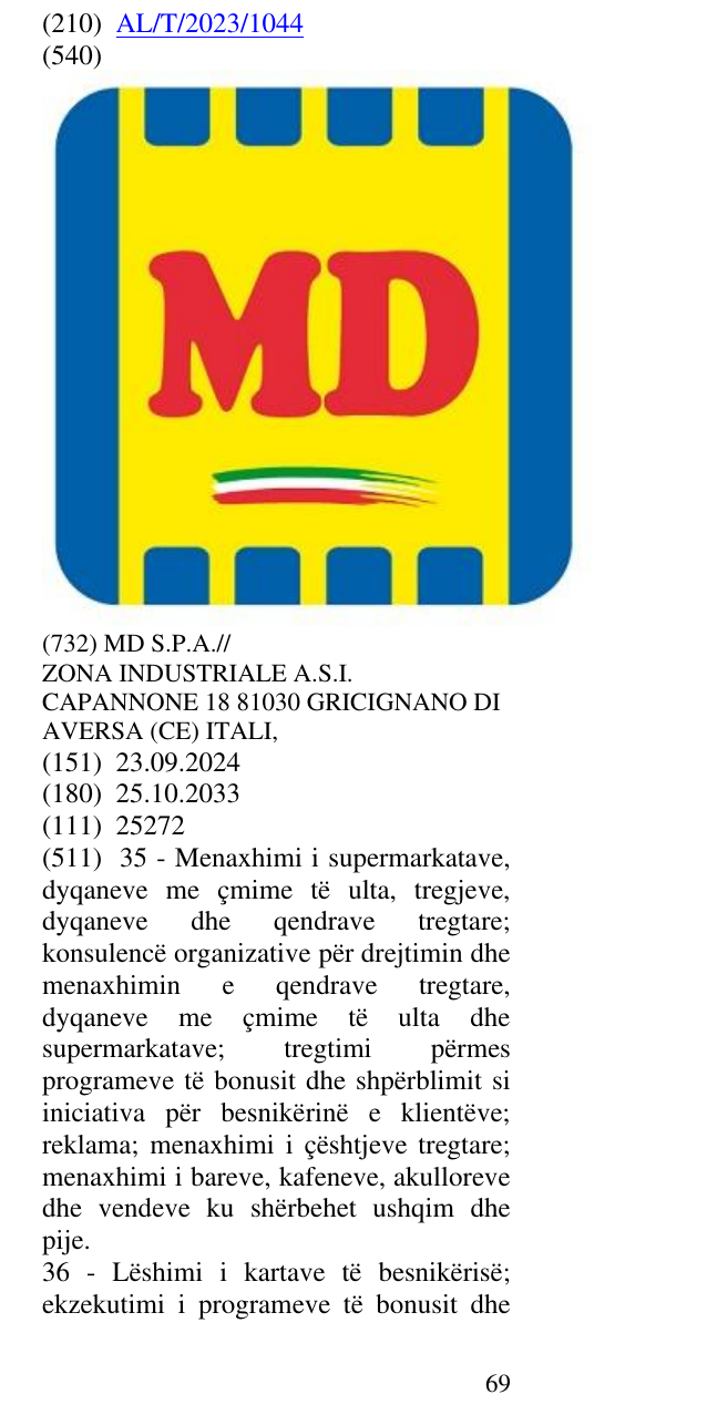 Zëri i markës Elementi figurativ i flamurit Italian në buletin