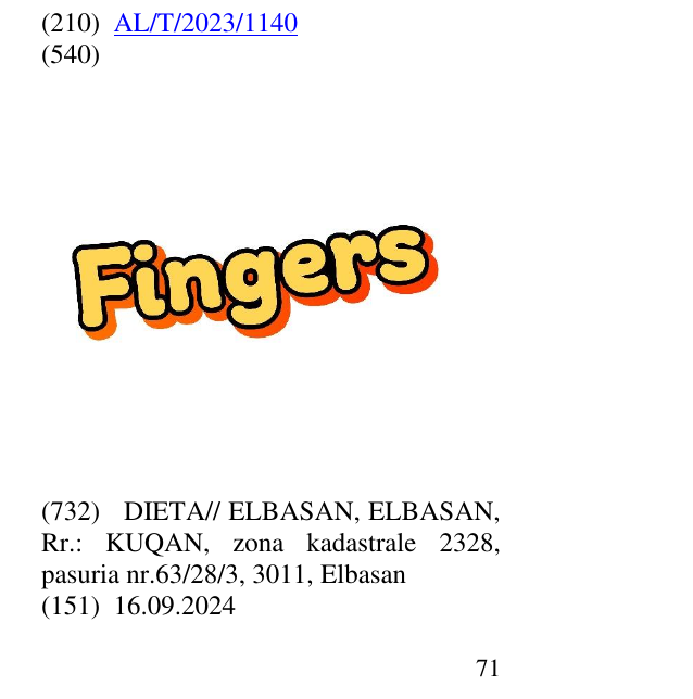 L'inscription de la marque FINGERS au bulletin