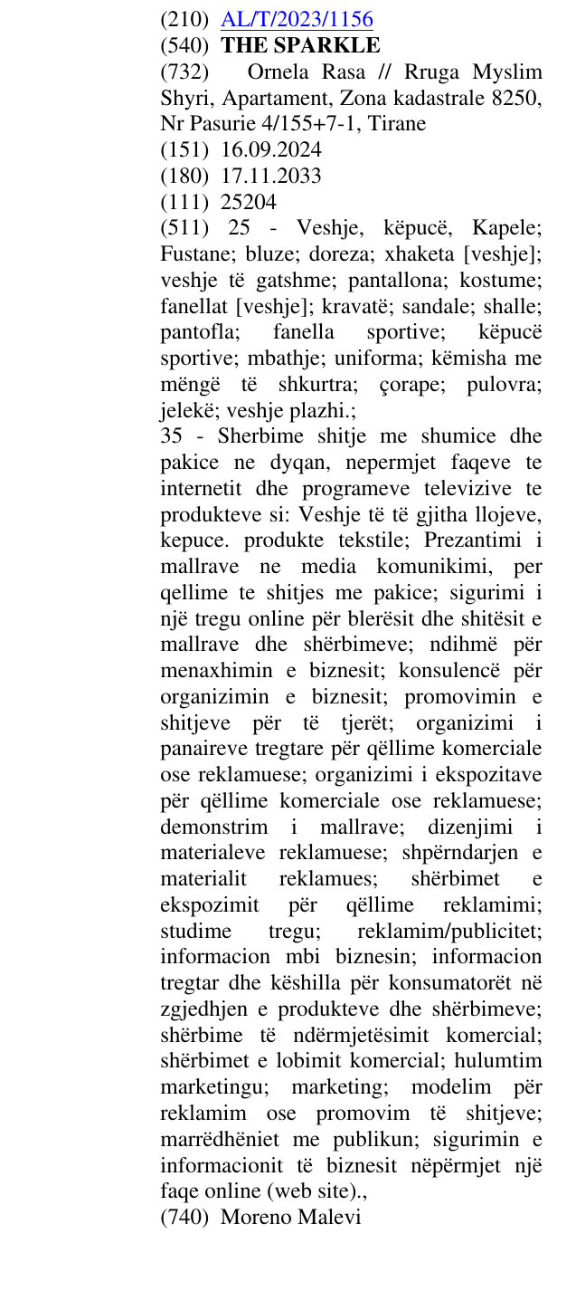 Zëri i markës THE SPARKLE në buletin